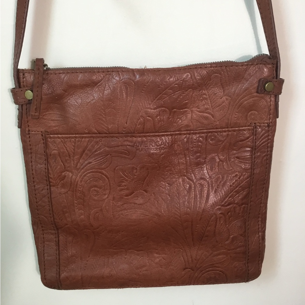 American Leather Co. Tooled With Flowers Crossbody - Picture 2 of 5